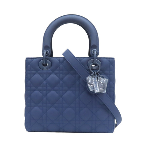 深藍色 牛皮 籐格紋 Lady Dior 兩用包 【Dior 迪奧 】