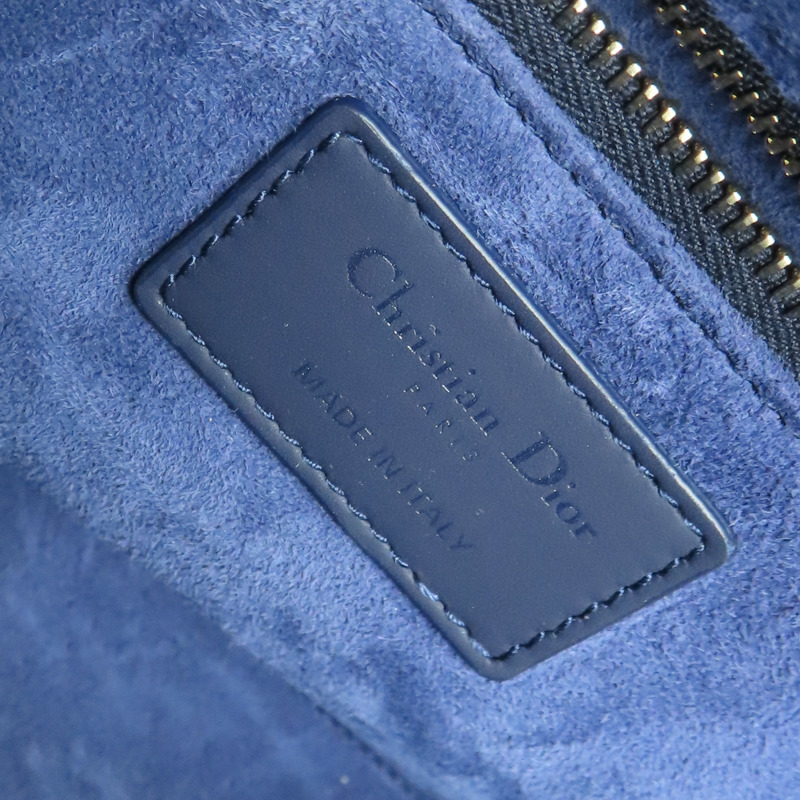 深藍色 牛皮 籐格紋 Lady Dior 兩用包 【Dior 迪奧 】-8