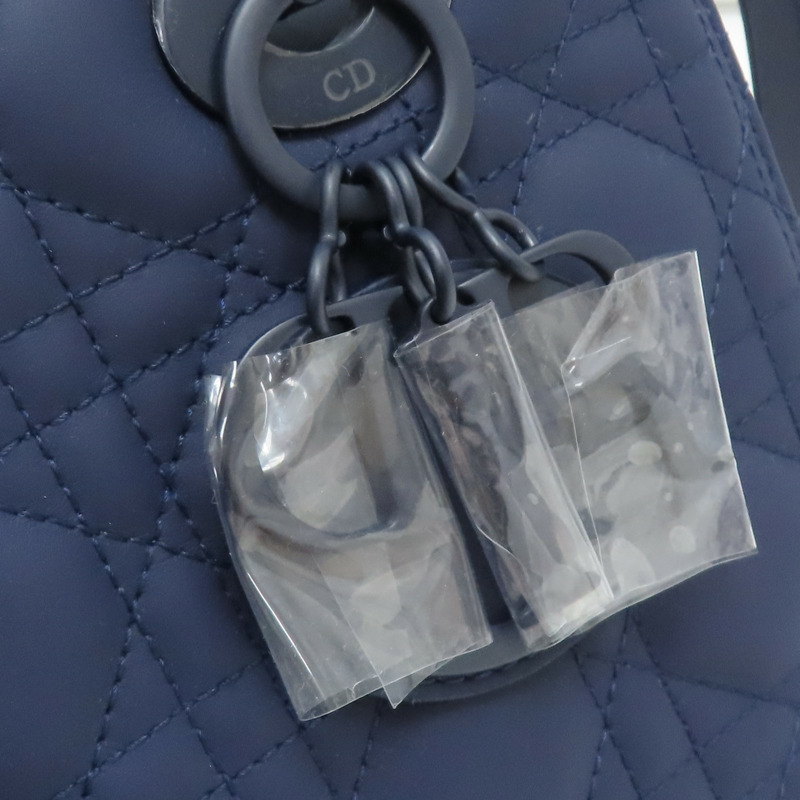 深藍色 牛皮 籐格紋 Lady Dior 兩用包 【Dior 迪奧 】-12