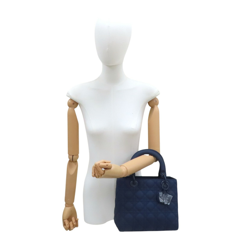 深藍色 牛皮 籐格紋 Lady Dior 兩用包 【Dior 迪奧 】-14