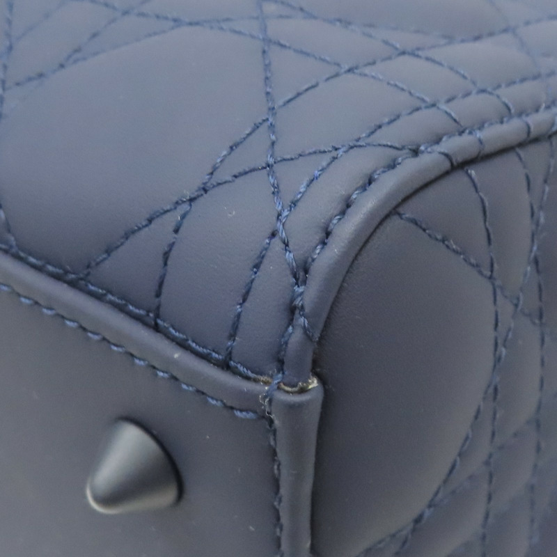深藍色 牛皮 籐格紋 Lady Dior 兩用包 【Dior 迪奧 】-16