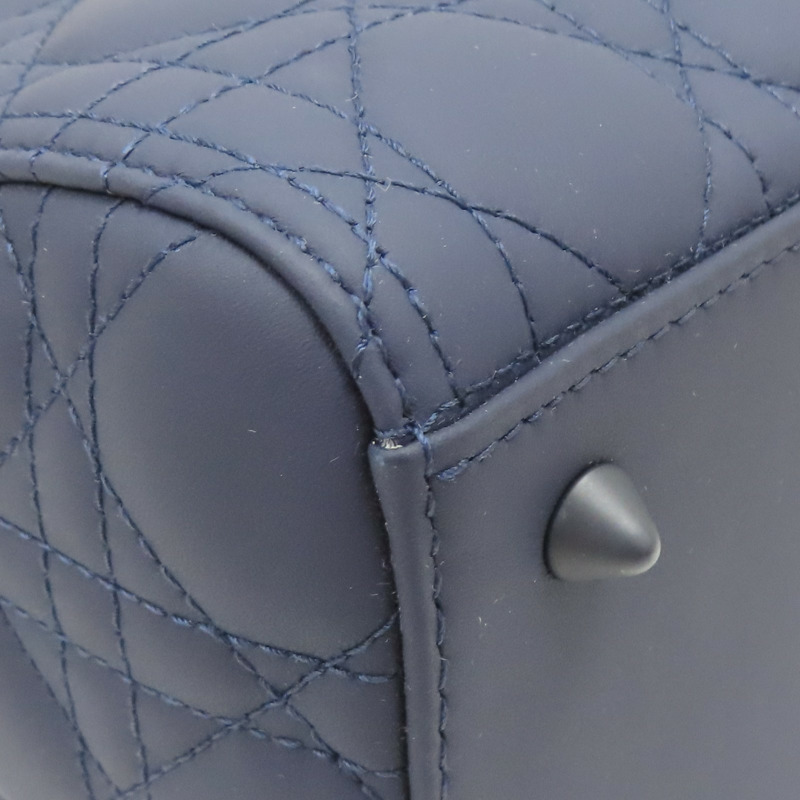 深藍色 牛皮 籐格紋 Lady Dior 兩用包 【Dior 迪奧 】-17