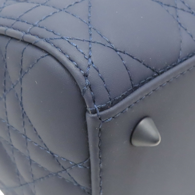 深藍色 牛皮 籐格紋 Lady Dior 兩用包 【Dior 迪奧 】-19