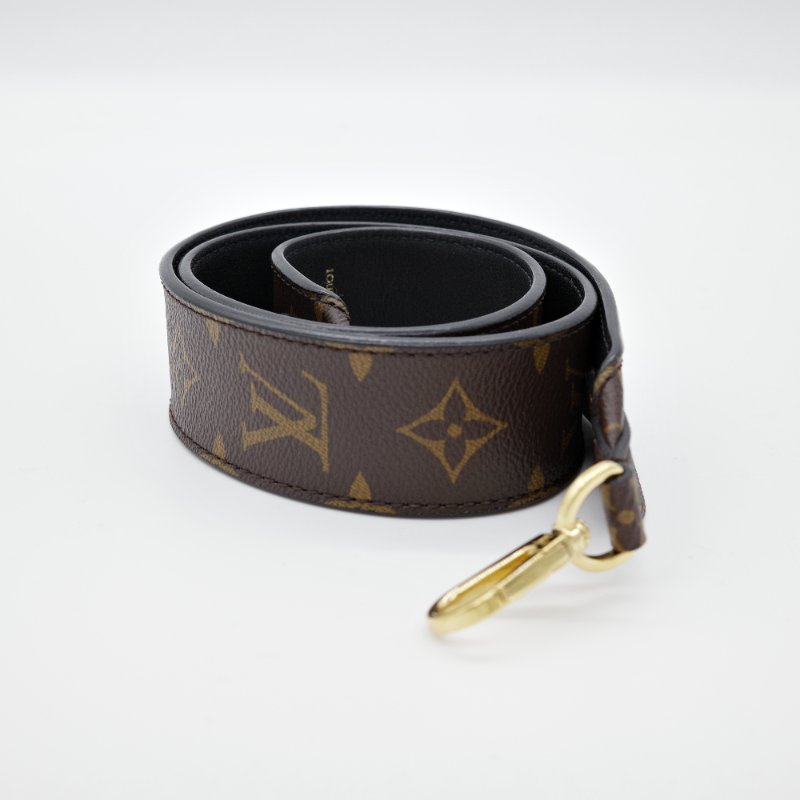 Louis Vuitton 路易威登 Monogram Bandoulière 老花 黑色 牛皮 金扣雙面 背帶-0