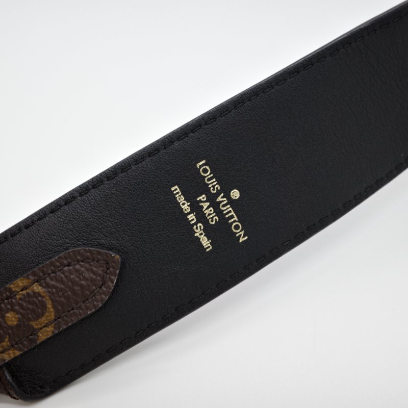 Louis Vuitton 路易威登 Monogram Bandoulière 老花 黑色 牛皮 金扣雙面 背帶-3