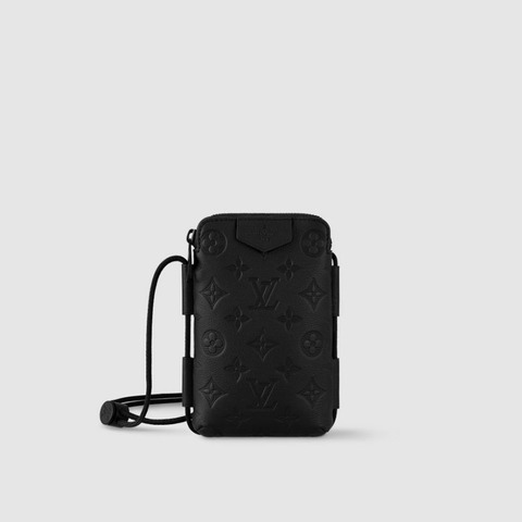 LOUIS VUITTON Monogram Shadow 繫帶手拿包 M12601