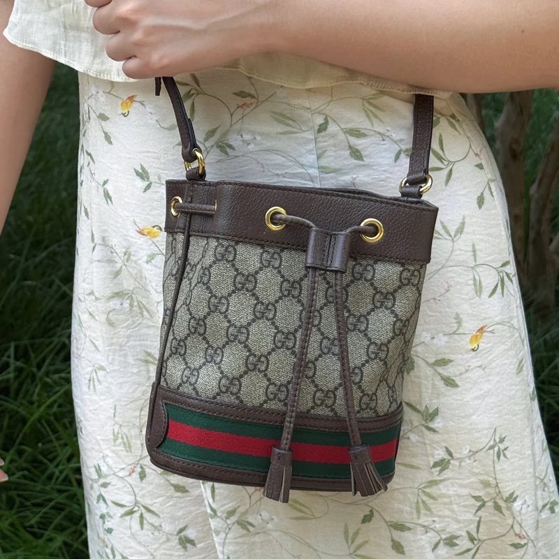 #大全配🈶購證 #專櫃7️⃣萬 Gucci Ophidia老花水桶斜挎包-3