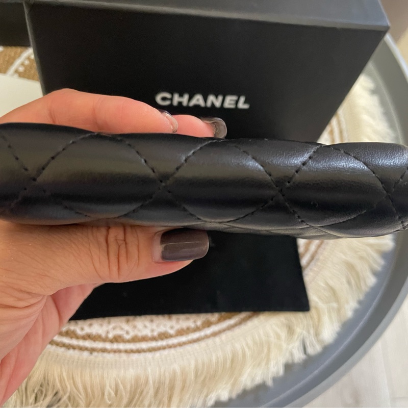 🔥包況良好~閒置釋出🔥Chanel cf 稀有雙C銀扣 黑羊皮零錢卡包(可+鏈條變小廢包)-3