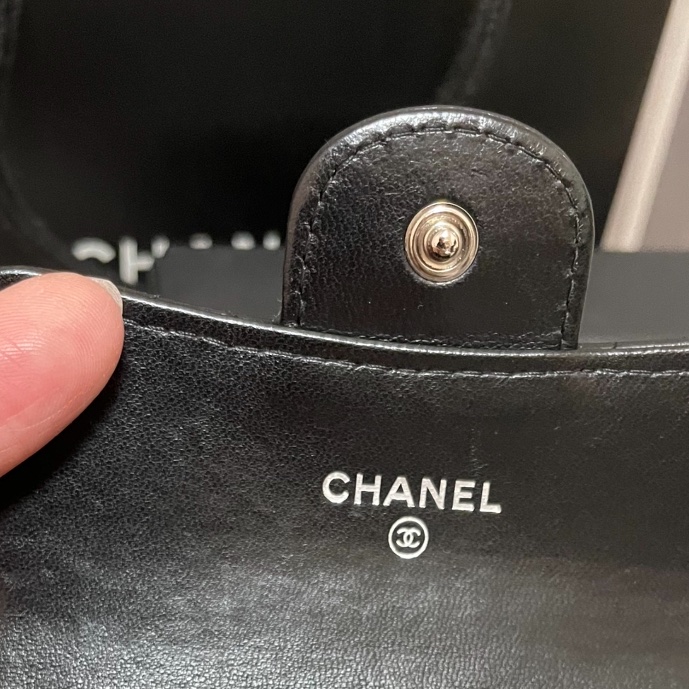 🔥包況良好~閒置釋出🔥Chanel cf 稀有雙C銀扣 黑羊皮零錢卡包(可+鏈條變小廢包)-14