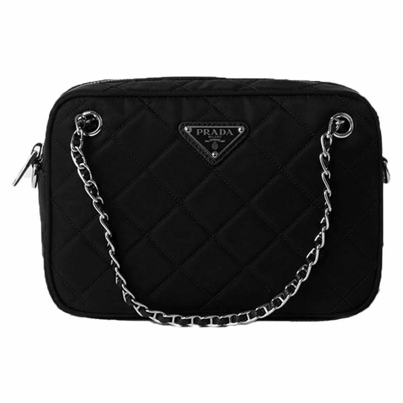 PRADA 25SS 三角形標誌 Testo 尼龍單肩斜背包 黑色 1BH910 2AS3 F0002-0