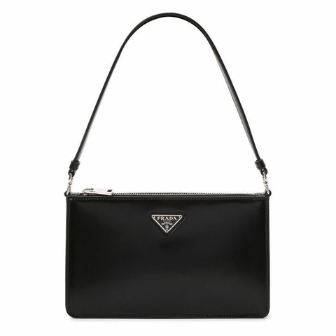 PRADA 三角形Logo磨砂迷你包 黑色 1BC155 ZO6 F0002