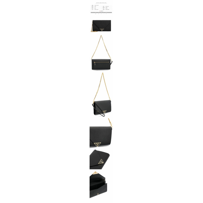 PRADA Saffiano 三角形 Logo 鏈條單肩包 黑色 1MF034 2CLQ F0002-1
