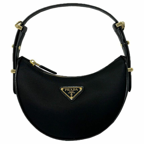 PRADA 25SS Arke 三角形標誌 Tessuto 斜背包 黑色 1BC199 R789 F0002