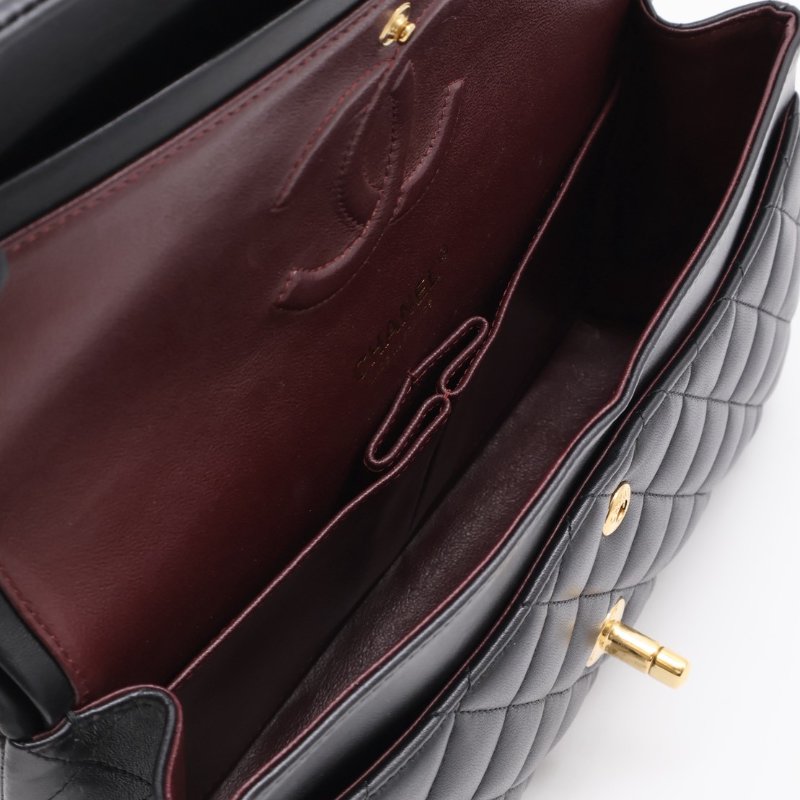 CHANEL 經典口蓋包 CF25 - 羊皮黑金26開-3