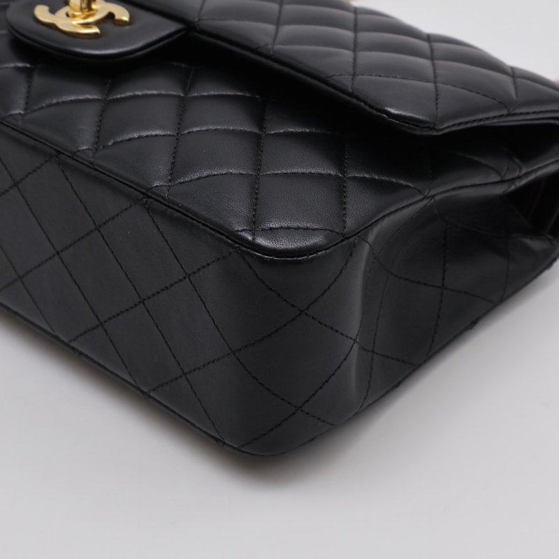 CHANEL 經典口蓋包 CF25 - 羊皮黑金26開-4