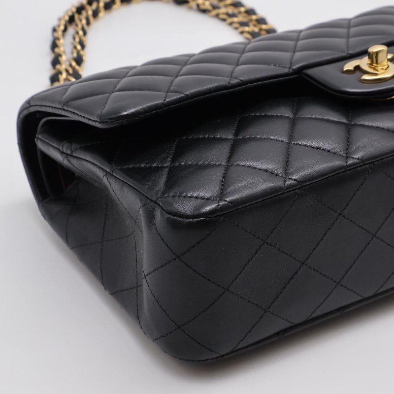 CHANEL 經典口蓋包 CF25 - 羊皮黑金26開-5