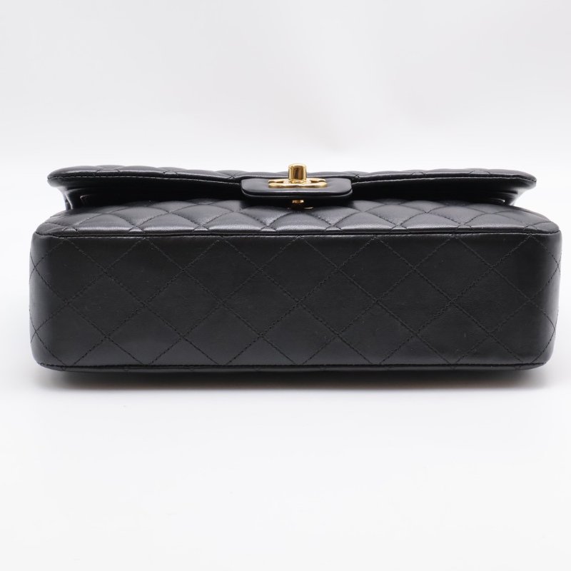 CHANEL 經典口蓋包 CF25 - 羊皮黑金26開-6