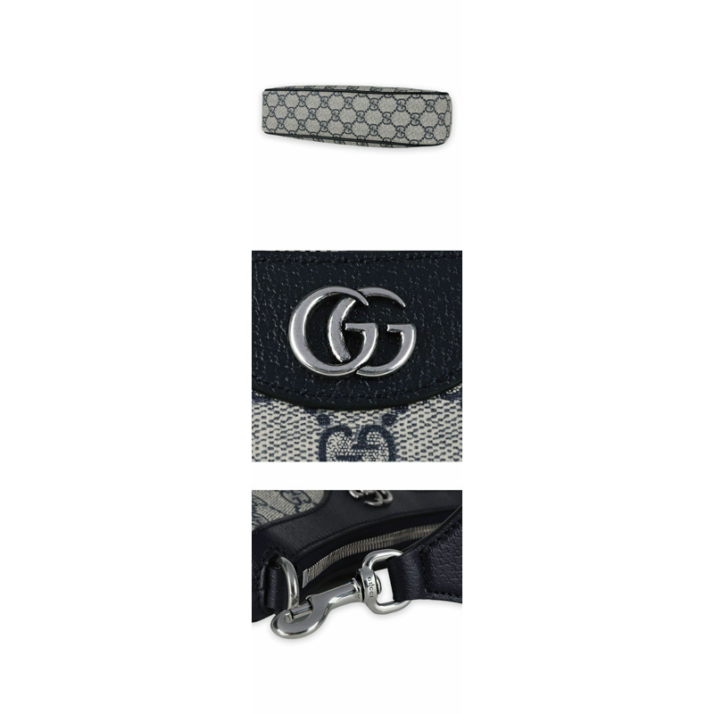 GUCCI Ophidia GG 小號鏈條包(米色/藍色)735132 96IWN 4076-3
