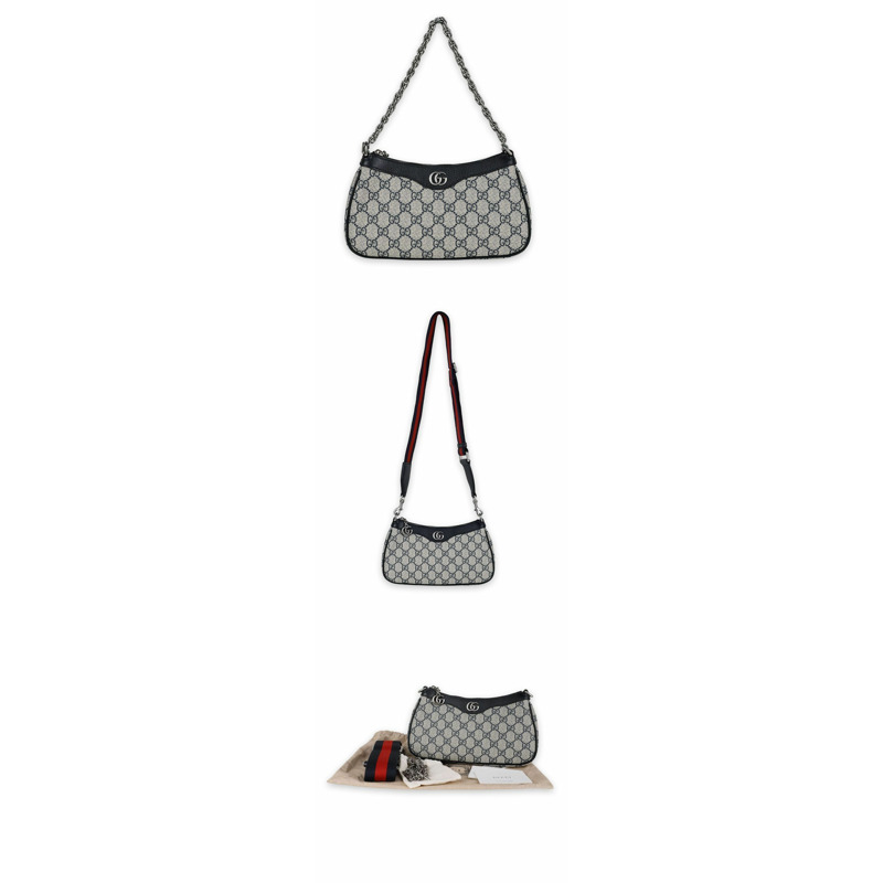 GUCCI Ophidia GG 小號鏈條包(米色/藍色)735132 96IWN 4076-5