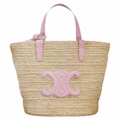 CELINE 經典款 Panier Rafia 手提包 漂白粉紅色 115802 FF7 25BD