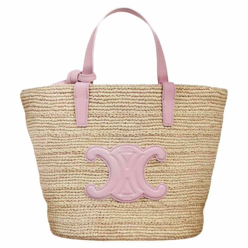 CELINE 經典款 Panier Rafia 手提包 漂白粉紅色 115802 FF7 25BD-0