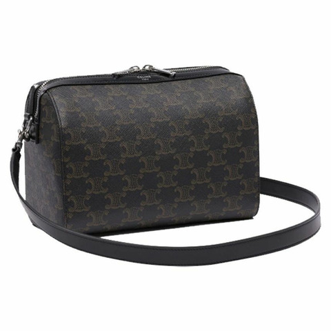 CELINE Triope帆布迷你斜背波士頓包 黑色 120502 FQM 38SI