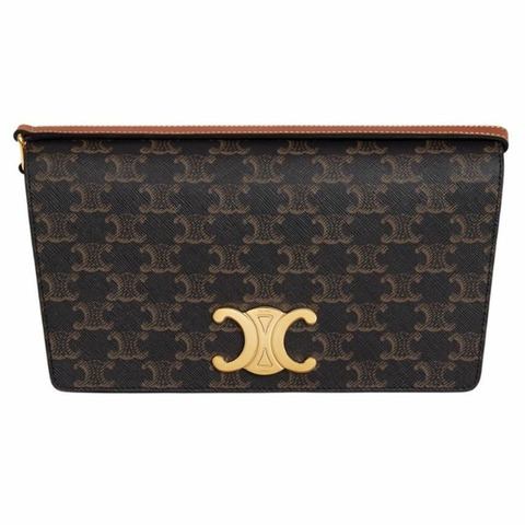 CELINE Triope 梯形帆布肩背包 黃褐色 199282 CUZ 04LU