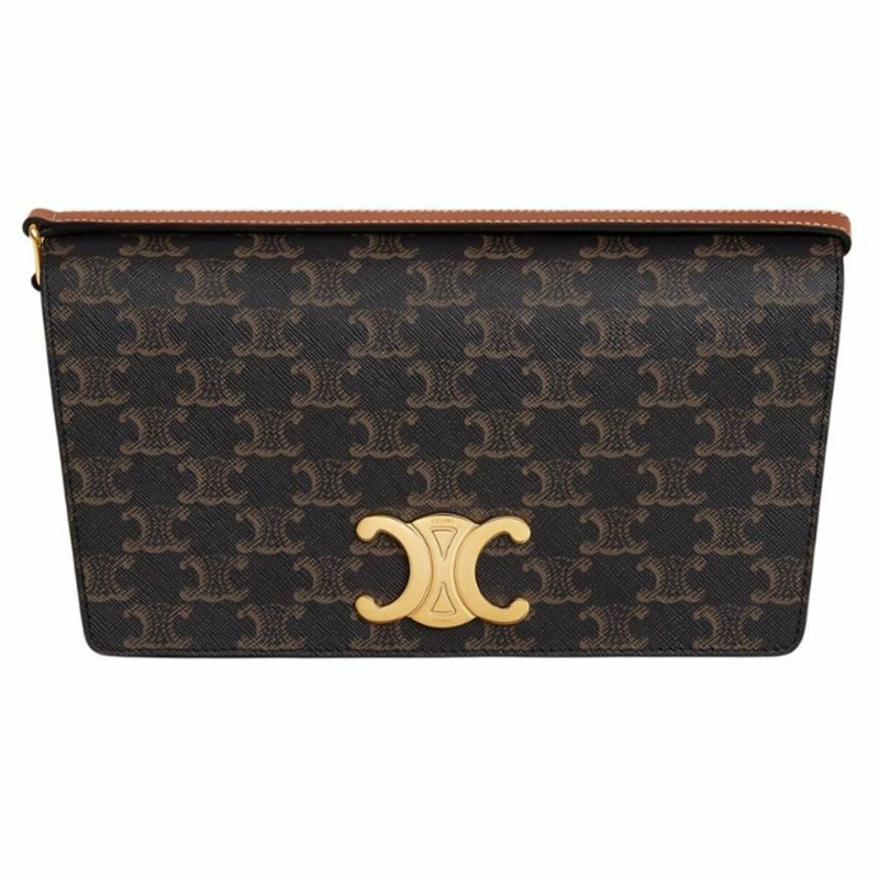 CELINE Triope 梯形帆布肩背包 黃褐色 199282 CUZ 04LU-0