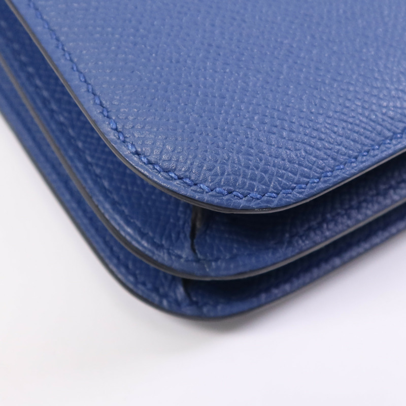 HERMES Epsom皮革Constance Mini銀扣肩背袋Bleu Agate/Gris Mouette-8