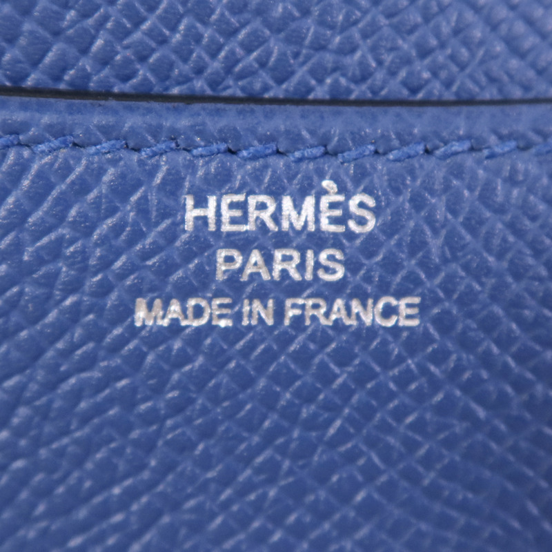 HERMES Epsom皮革Constance Mini銀扣肩背袋Bleu Agate/Gris Mouette-13
