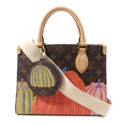 LOUIS VUITTON Monogram LVxYayoi Kusama On The Go PM金扣手挽肩背兩用袋