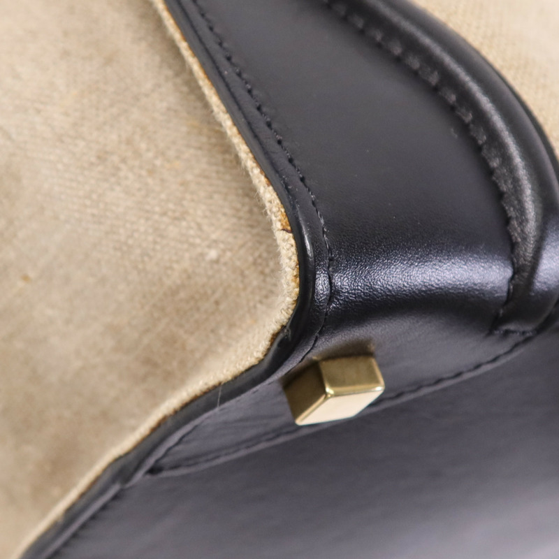 CELINE 麻質/牛皮皮革Mini Luggage金扣手挽袋-7