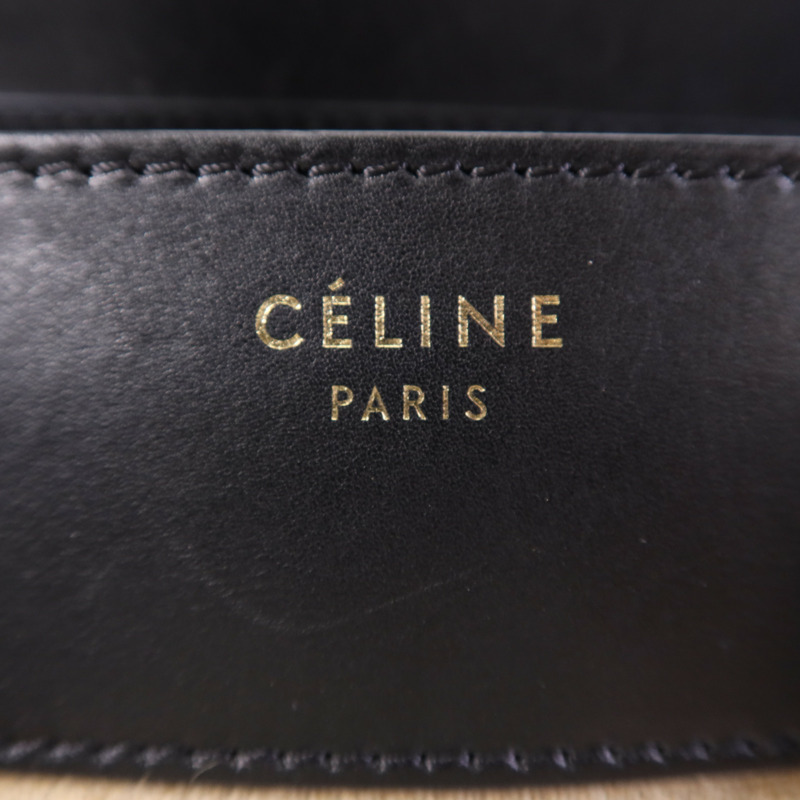 CELINE 麻質/牛皮皮革Mini Luggage金扣手挽袋-9