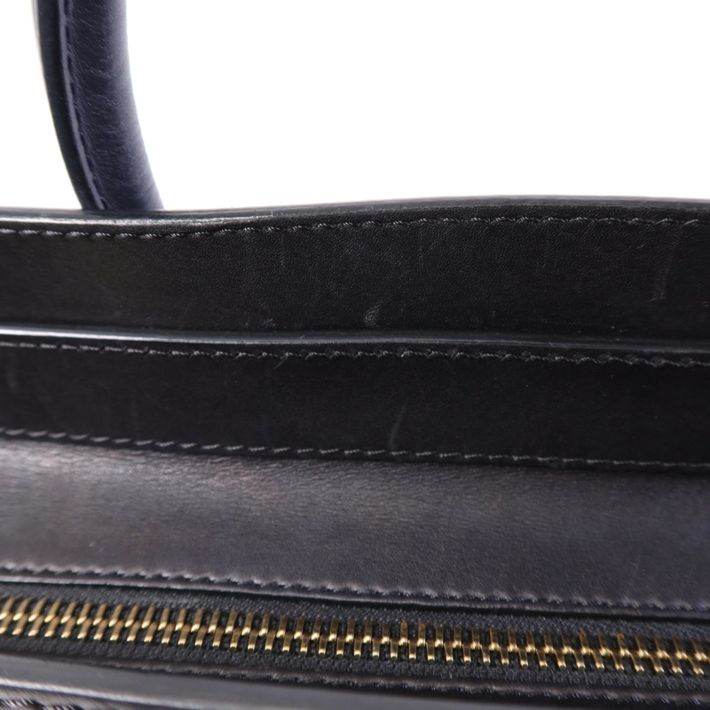 CELINE 麻質/牛皮皮革Mini Luggage金扣手挽袋-13