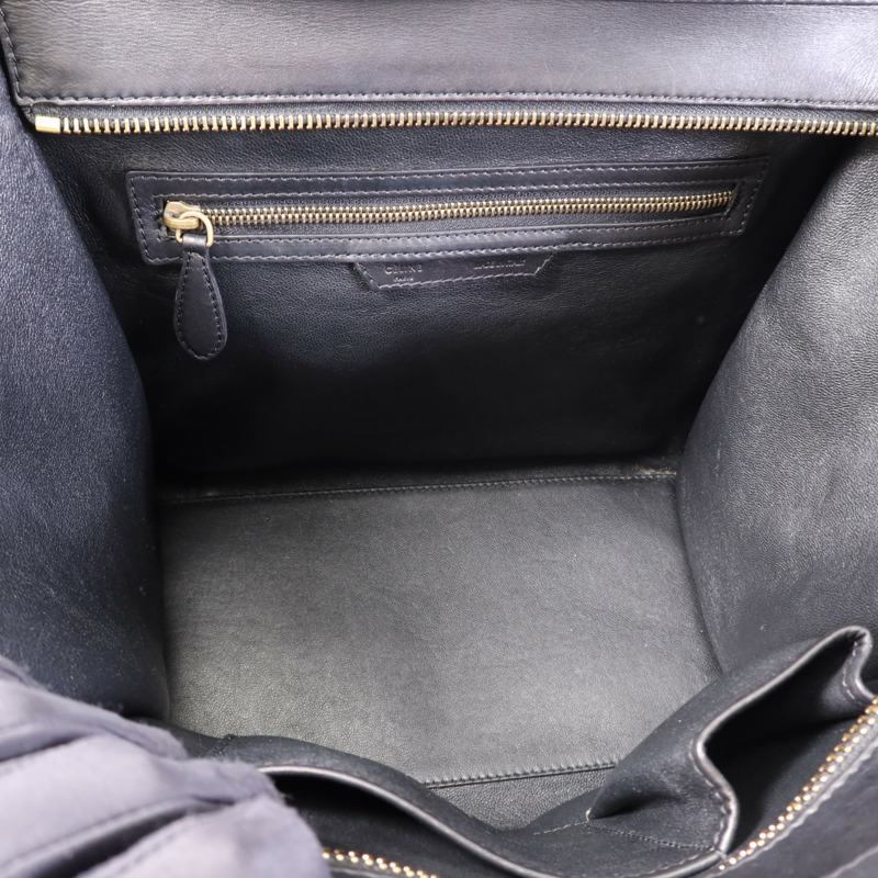 CELINE 麻質/牛皮皮革Mini Luggage金扣手挽袋-14