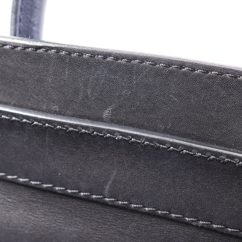 CELINE 麻質/牛皮皮革Mini Luggage金扣手挽袋-16