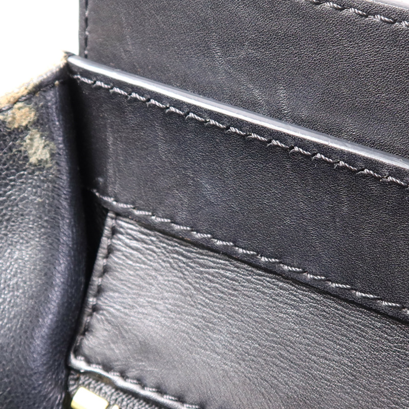 CELINE 麻質/牛皮皮革Mini Luggage金扣手挽袋-17