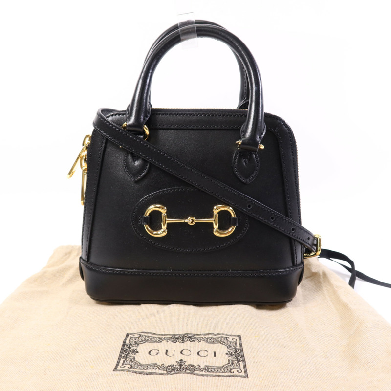 GUCCI 牛皮皮革Horsebit 1955 Mini Top Handle金扣手挽肩背兩用袋-8