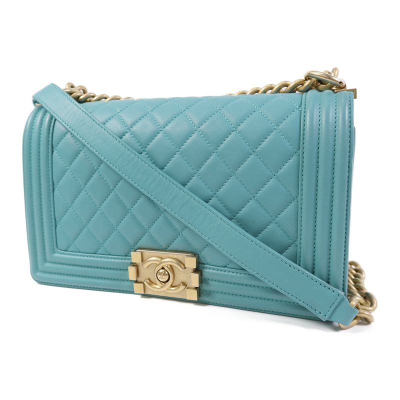 CHANEL 羊皮皮革Boy 25金扣鏈帶肩背袋-2