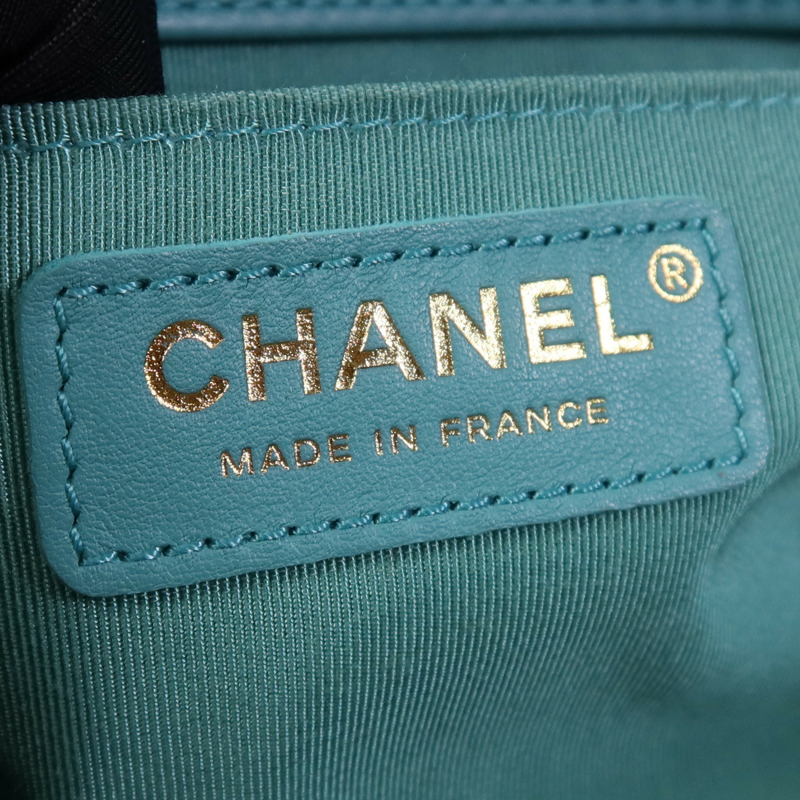 CHANEL 羊皮皮革Boy 25金扣鏈帶肩背袋-10