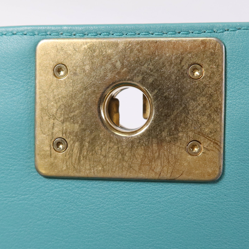 CHANEL 羊皮皮革Boy 25金扣鏈帶肩背袋-13