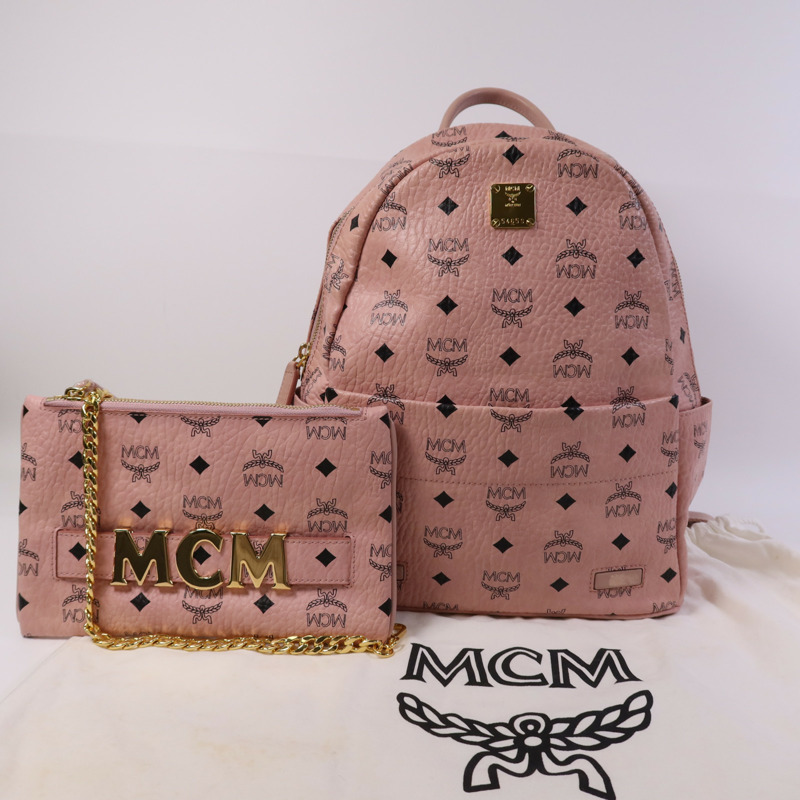 MCM 塗層帆布BackPack金扣背包-3