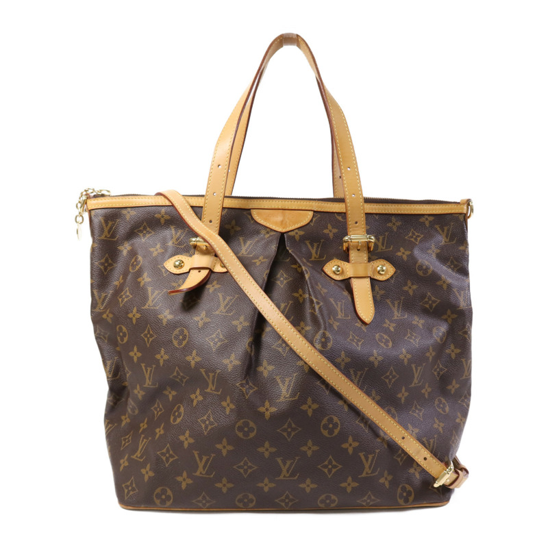 LOUIS VUITTON Monogram Palermo GM金扣手挽肩背兩用袋棕色-0