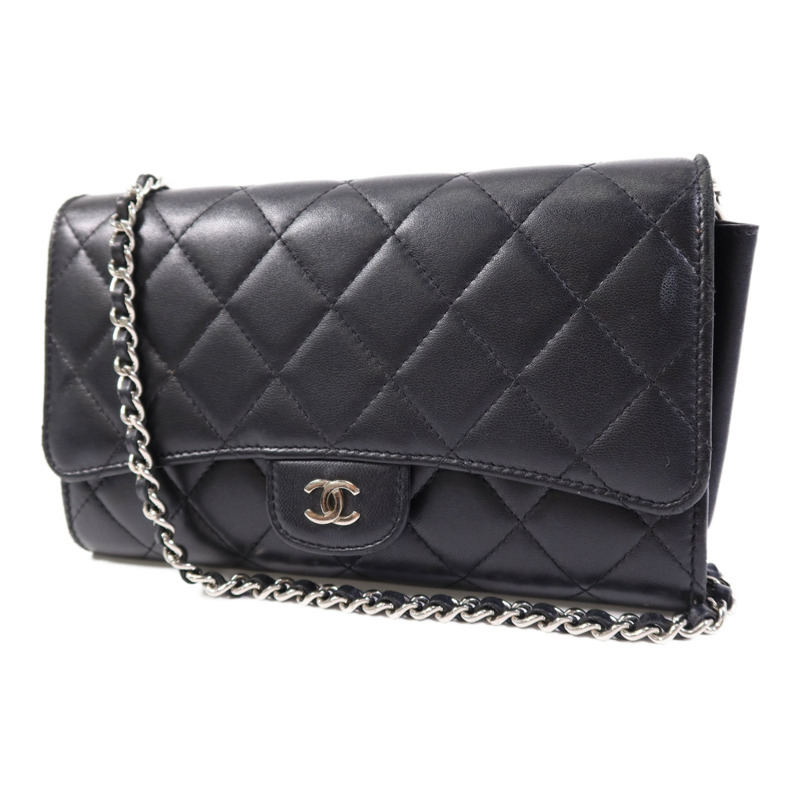 CHANEL 羊皮皮革Chain Shoulder Bag銀扣鏈帶肩背袋-2