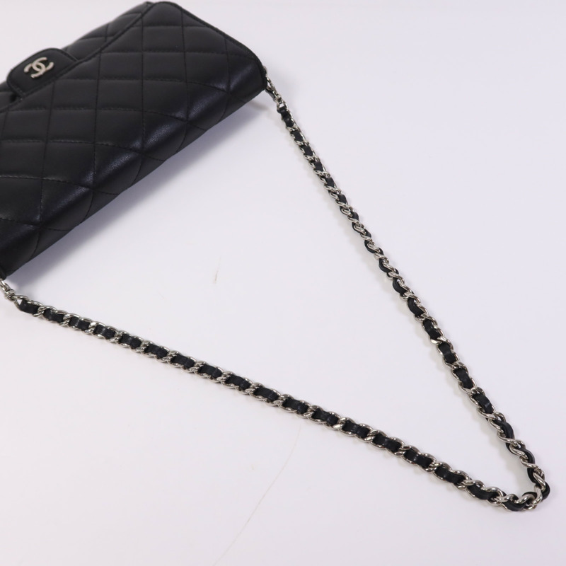 CHANEL 羊皮皮革Chain Shoulder Bag銀扣鏈帶肩背袋-9