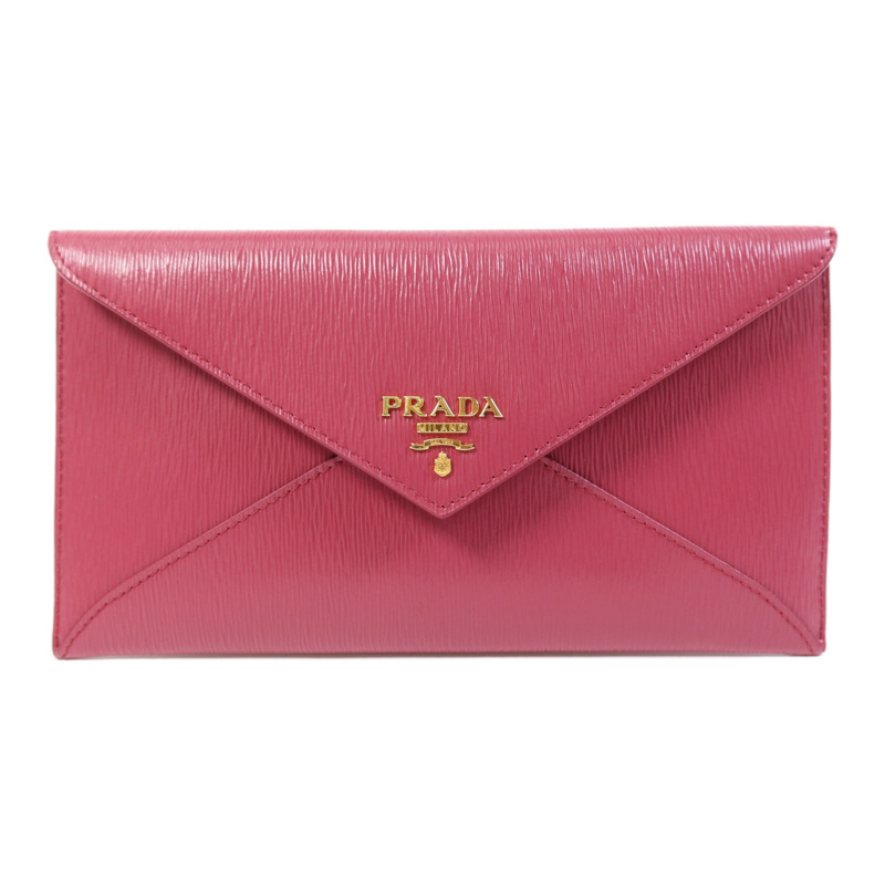 PRADA 牛皮皮革Long Wallet金扣錢包-0