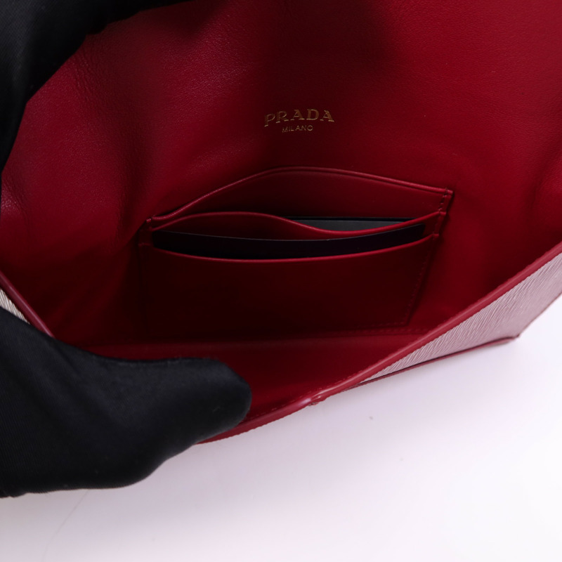 PRADA 牛皮皮革Long Wallet金扣錢包-4