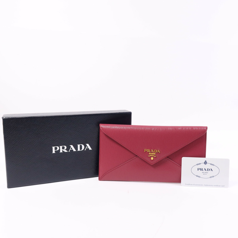 PRADA 牛皮皮革Long Wallet金扣錢包-11