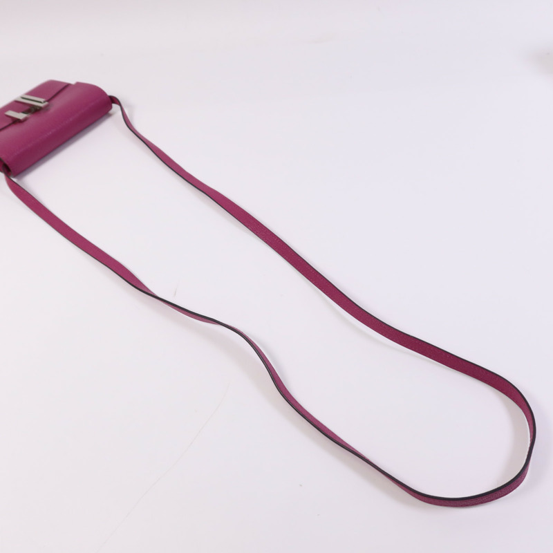 HERMES Chevre皮革Cinhetic To Go Wallet銀扣肩背袋Anemone-4