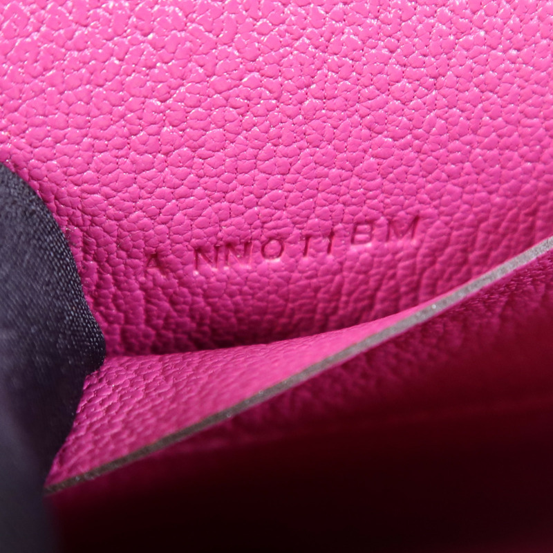 HERMES Chevre皮革Cinhetic To Go Wallet銀扣肩背袋Anemone-6